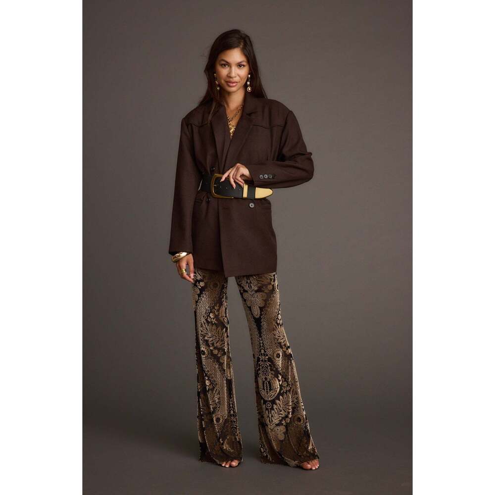 12th Tribe Silver Springs Burnout Velvet Flare Pants Size SS